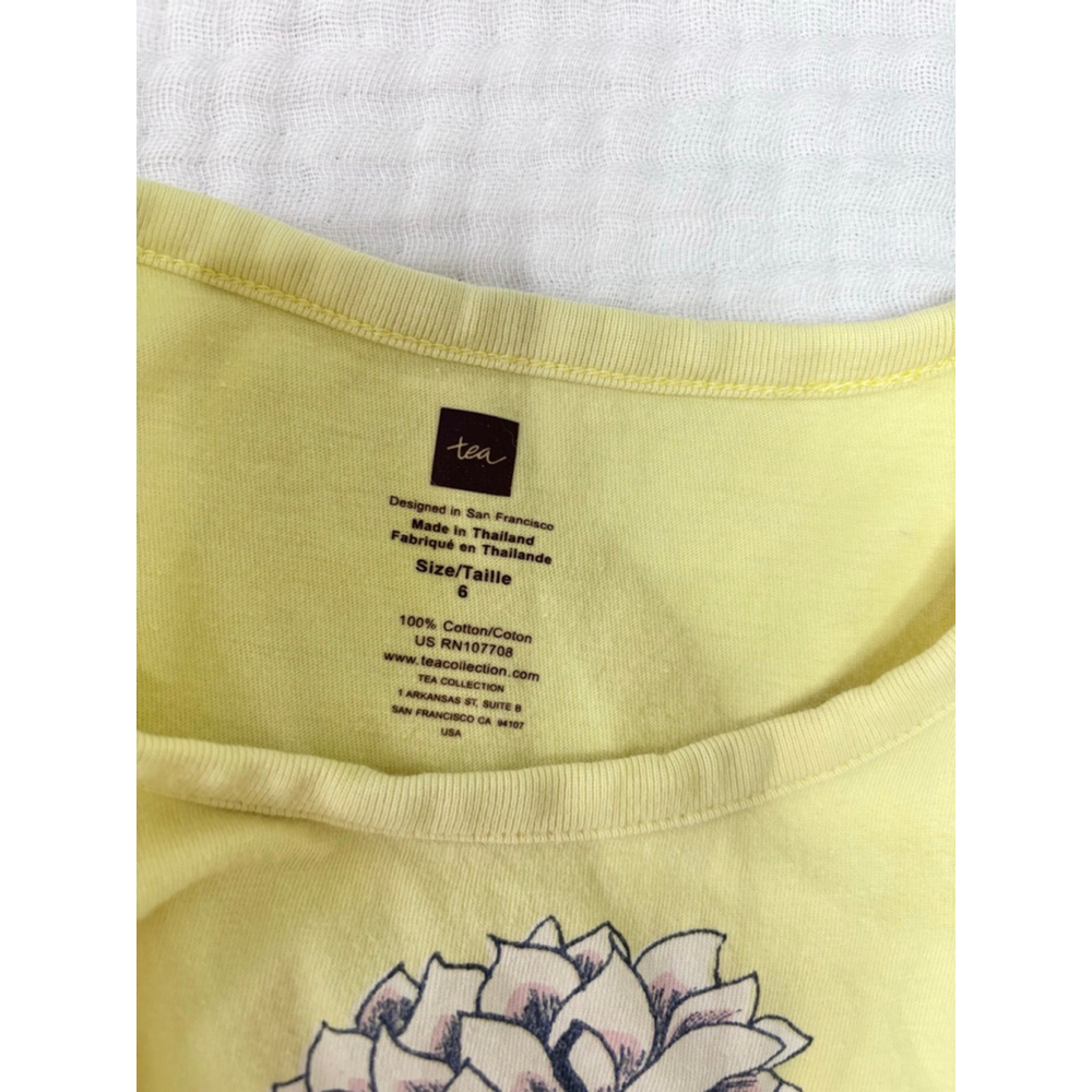 Girls Tea Yellow Floral Casual Dress Size 6 cotton - Picture 3 of 8